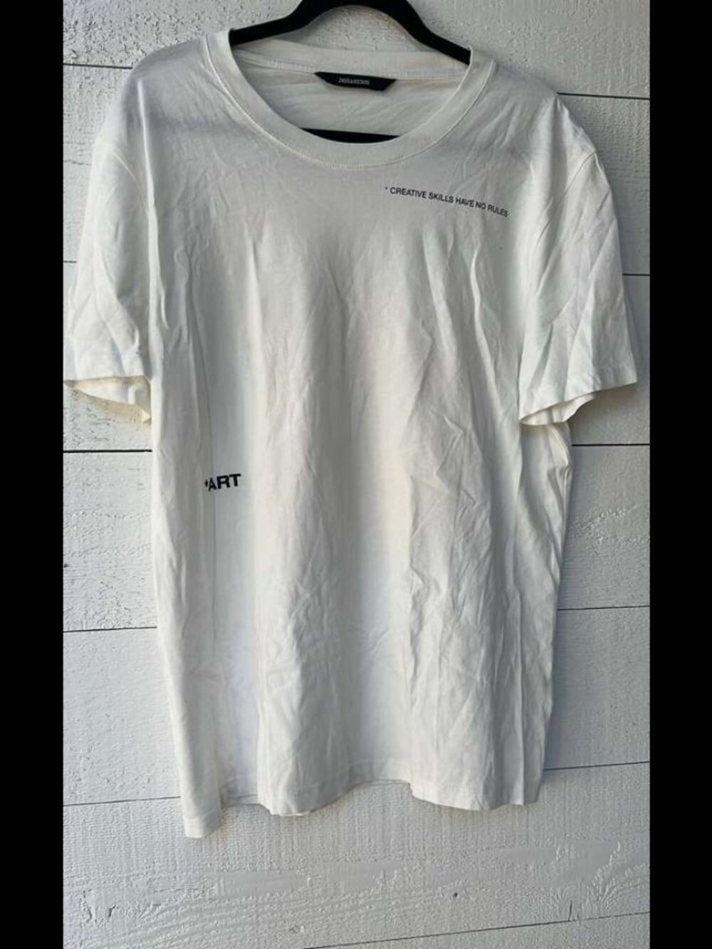 Zadig & Voltaire Graphic Tee Top White Cotton T-Shirt Medium #510